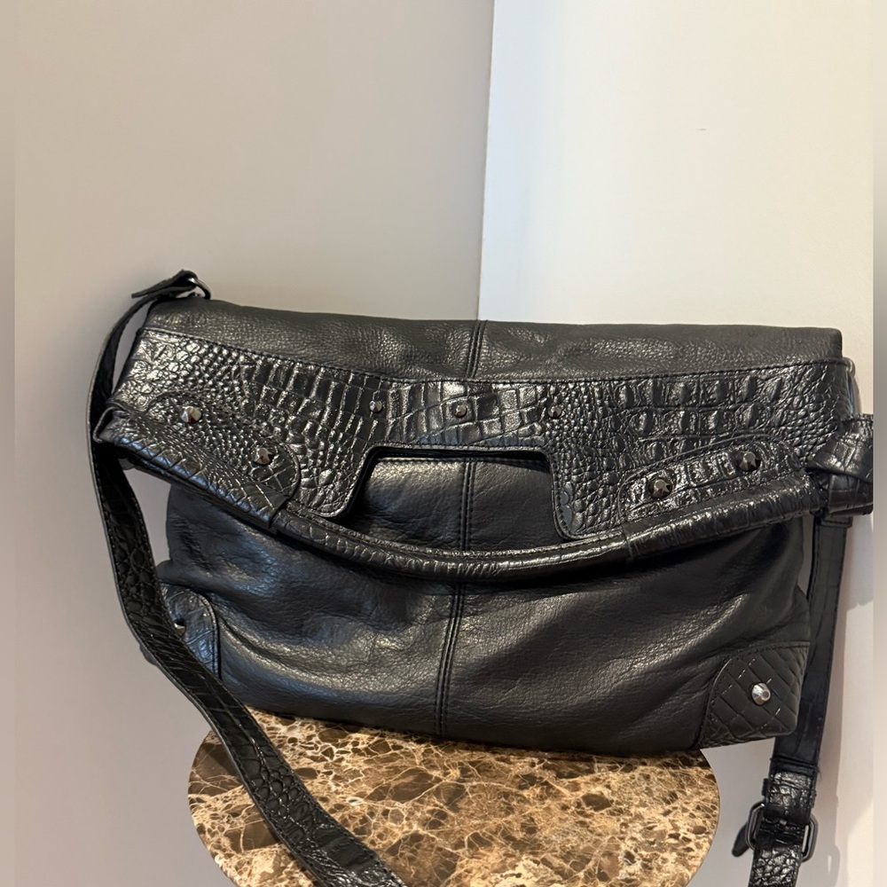 90s Vintage VALENTINO - new black leather purse